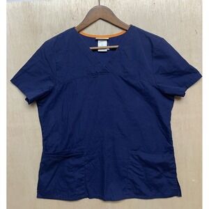 Scrubstar Womens Scrub Top Size M Blue  Short Sleeve V-Neck Pockets‎